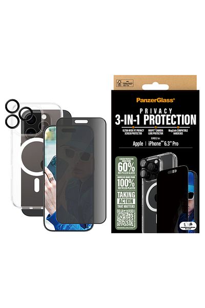 Xiaomi مجموعة حماية PanzerGlass 3 في 1 لهاتف iPhone 16 Pro - واسعة للغاية وخصوصية