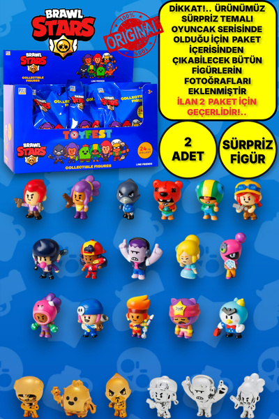 TOYFEST 2 Adet Brawl Stars Sürpriz Figür - 5 Cm - 2 Adet