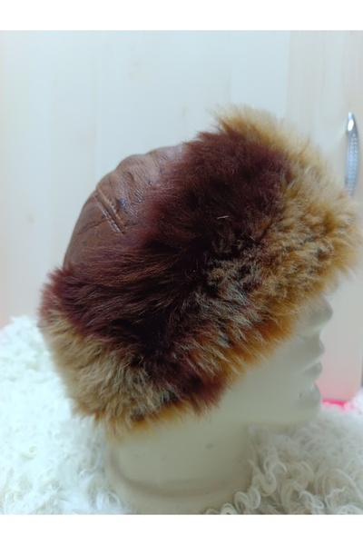 hoaryage Pălărie Kurtalp Toskanalı din piele de miel autentică, cu blană de o...