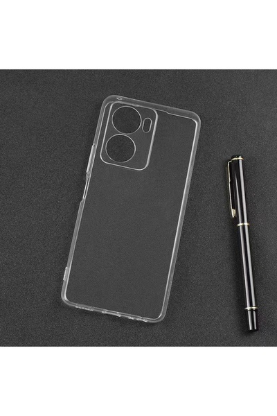 halkhouse Vivo Y16 Kılıf İnce Şeffaf Esnek Yumuşak Süper Silikon Kapak