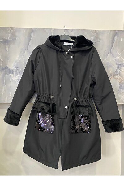 Anka Puane Kürk ve pul detaylı mont