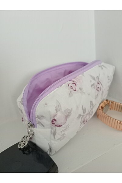 nartella حامل أقلام مبطن منقوش باللون الوردي ليلك - حقيبة تنظيم أو مكياج متوسطة الحجم