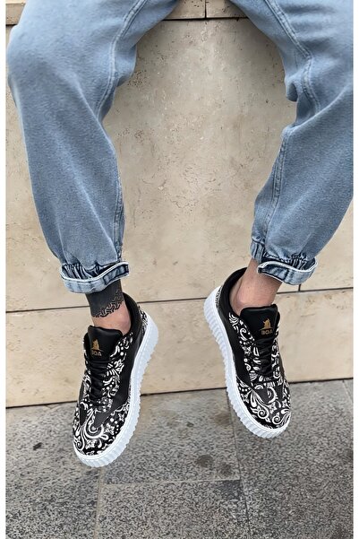 BOA BA0802 BOA Чорно-білі чоловічі повсякденні черевики з високою підошвою та готичним візерунком