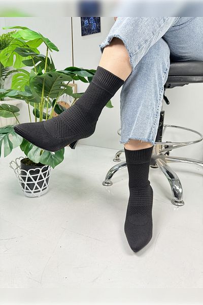 İmerShoes Stretch Knitwear Μαύρες μπότες - Ψηλοτάκουνο, μυτερό, καθημερινές γυναικείες κάλτσες 169