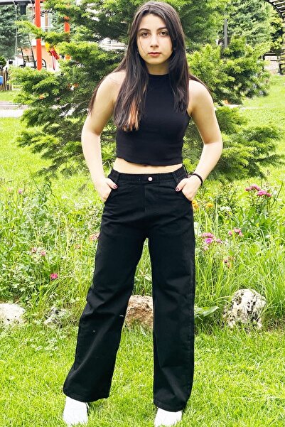 Joui Co Kız Çocuk %100 Pamuk Komple Bel Lastikli Kot Pantolon