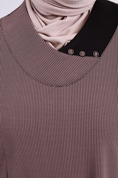 Ferace Tesettur Μακρύ Φόρεμα Casual Γυναικείο Μεγάλο Μέγεθος Κυψελωτό Ύφασμα Ζακάρ Μητέρα Φόρεμα