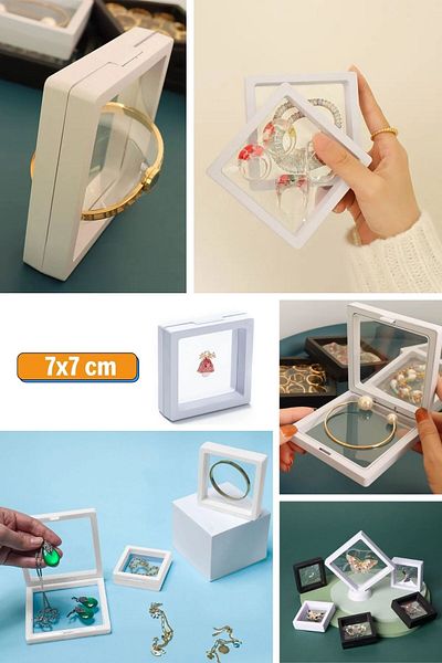 Buffer ®   7X7Cm with Stand 3D Jewelry Kinet Keepsake Collection Storage Box Clear Film Frame