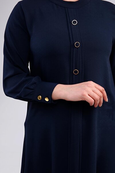 Ferace Γυναικεία Mother Plus Size Hijab Tunic Buttoned Ύφασμα Ayrobin