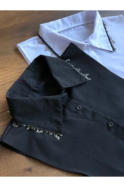 mirach 2-Pack - Shirt Collar and Neck Collar Poplin Chain Stretchy Sleeveless Low-Cut Set