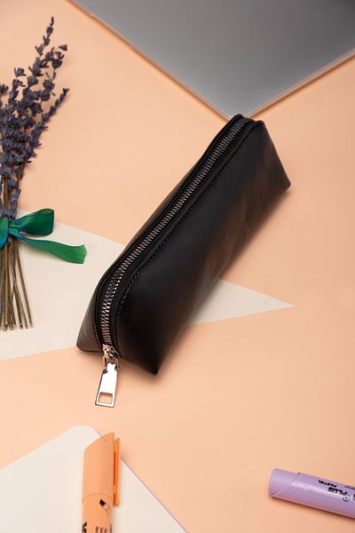 DK LEATHER Minimal Zipper Pen Holder - Pu Δερμάτινη μολυβοθήκη / Organizer τσάντας