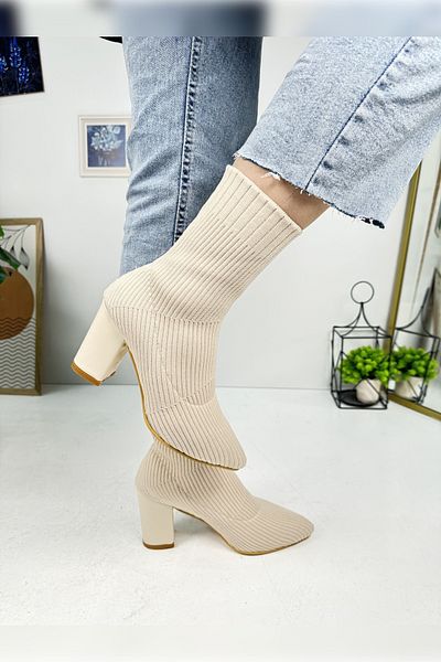 Allyup Ghete de tricotaj negre - Pantofi casual de damă, cu dungi, vârf ascuțit, cu toc înalt gros elastic 167