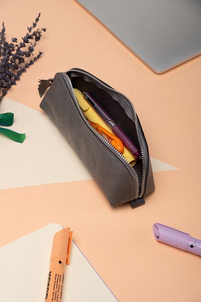 DK LEATHER Minimal Zipper Pen Holder - Pu Δερμάτινη μολυβοθήκη / Organizer τσάντας