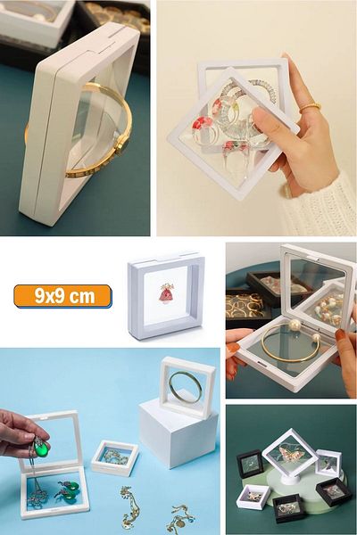 Buffer ®   9X9Cm with Stand 3D Jewelry Kinet Keepsake Collection Storage Box Clear Film Frame