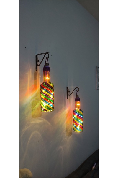 hobby design Cam Şişe Aplik El Boyaması Peri Led Dekoratif