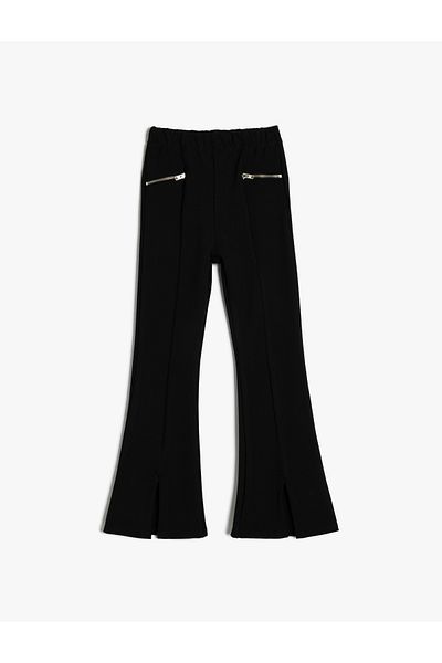 Koton Zipper Detailed Elastic Waist Spanish Leg Trousers