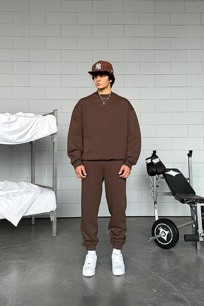 BayBayan Ανδρικό Basic Daily Seasonal Trend Σετ φόρμας Crew Neck