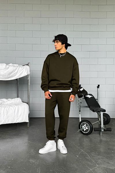 BayBayan Ανδρικό Basic Daily Seasonal Trend Σετ φόρμας Crew Neck