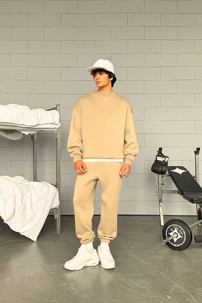 BayBayan Ανδρικό Basic Daily Seasonal Trend Σετ φόρμας Crew Neck