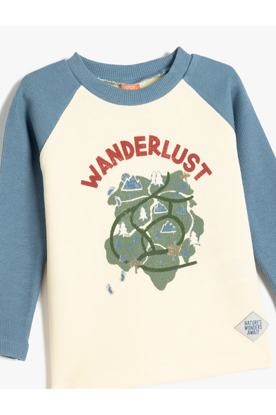 Koton Μακρυμάνικο μπλουζάκι από βαμβακερό λαιμόκοψη