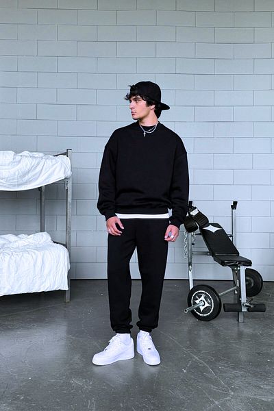 BayBayan Ανδρικό Basic Daily Seasonal Trend Σετ φόρμας Crew Neck