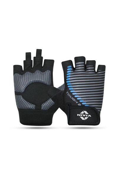 Nivia Tough 2 Cross Training Gloves Gym | Blue | Medium | Suede | Unisex | Comfortable,Durable