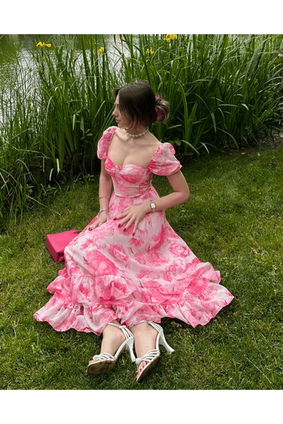 Angel Mia Ροζ Clara μακρύ φόρεμα από σιφόν