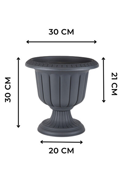 MF Botanik Serinova Nergiz Saksı Siyah  6 Lt  Ayaklı Plastik Bahçe Saksısı