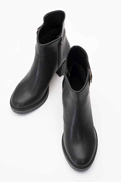 LuviShoes RASHE Μαύρες γυναικείες αγκράφες Γυναικείες μπότες με χοντρό τακούνι