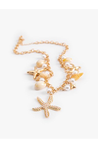 Koton Pearl Chain Necklace with Seashell Detail