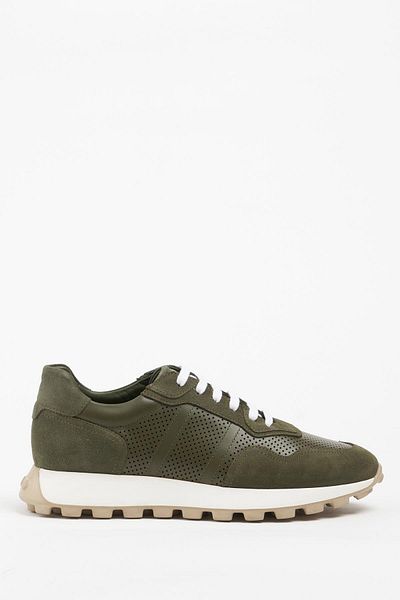 Galliano Shoes Barcelona Genuine Leather Khaki Suede Soft Eva Ready Sole Sneaker