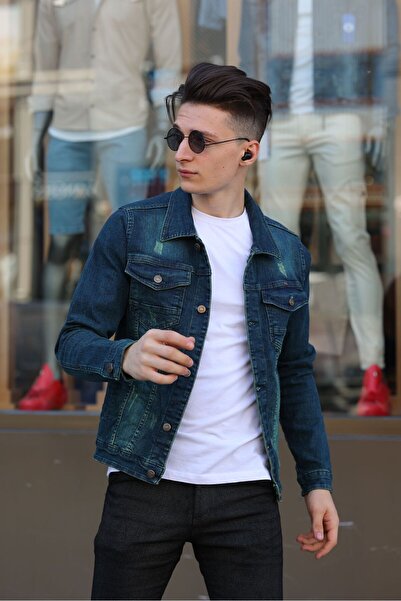 WKM Ανδρικό τζιν μπουφάν με λέιζερ