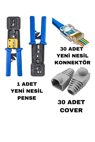 SpeedUF Yeni Nesil Rj45 Ağ Pensesi + 30 Adet Jack + 30 Adet Kılıf