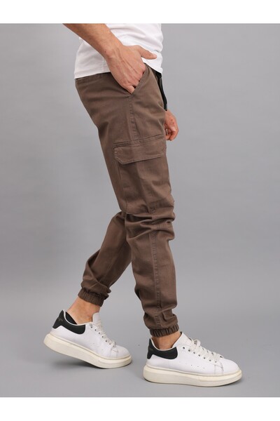 YXC Trend Maker Men's Brown Cargo Pocket Trousers