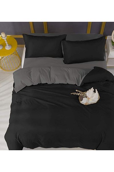 LaLiva Black Grey - Set de lenjerie de pat dublu elastic