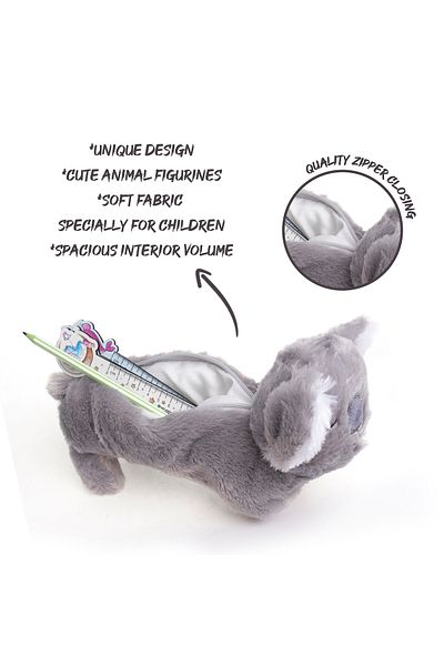 VUKİ Κουτί μολυβιών Koala 3D βελούδινο με φερμουάρ οριζόντια