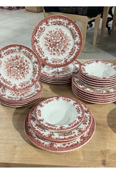 Kosova 309 24 PARÇA YEMEK TAKIMI RED ROSABELLA