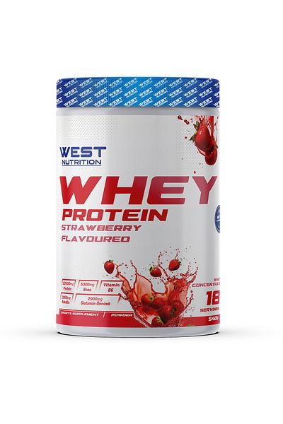 West Nutrition Whey Protein Powder 540 gr 18 Serving Strawberry Flavored