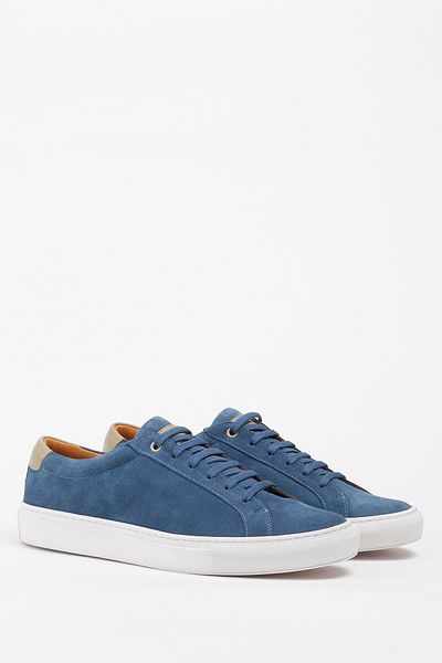 Galliano Shoes Bilbao Genuine Leather Indigo Blue Suede Rubber Sole Sneakers