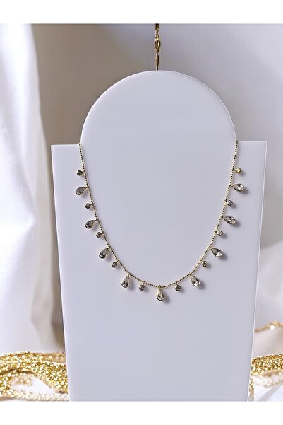 Vigens Mulier 925 Ayar Su Damlası Sıralı Gold Kolye Lae