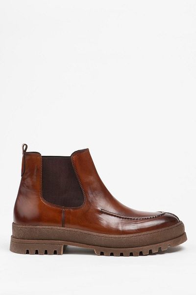Galliano Shoes Boston Genuine Leather Tan Alcohol Rubber Sole Boots