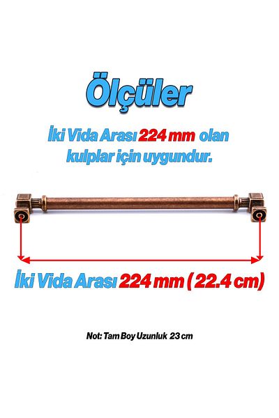 Badem10 Talas Metal antic din cupru 224 mm Mobilier antic Sertar de bucătărie Mâner dulap Mâner 22,4 cm