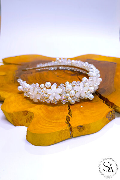 SimgeAksesuar Kristal Taşlı Şık Ve Zarif Gelin Tacı Ve Saç Aksesuarı