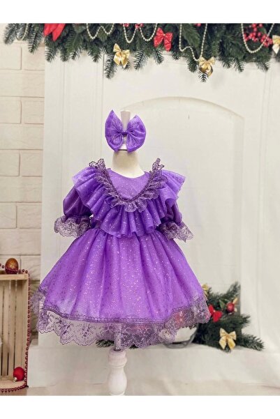 Nissa KOPYA - Bebe Mavisi Danteli Kız Çocuk Elbisesi