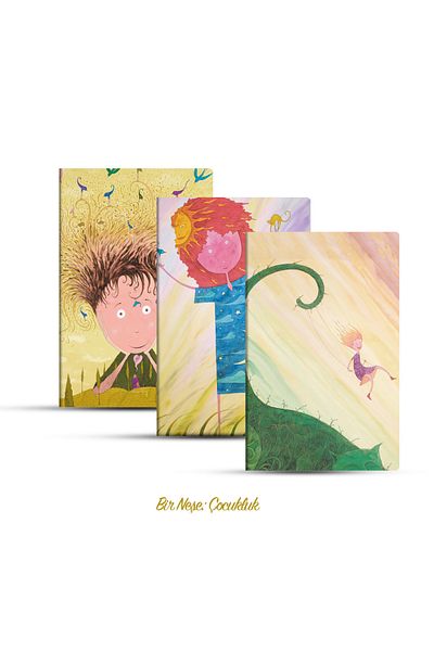 Vak Vak Yayınları Quack Quack Joy: Childhood, Set of 3 Notebooks-Dağistan Çetinkaya-Unlined-192 Pages-14X21Cm