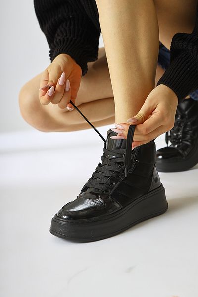Limoya Raia Black Highlighter Fabric Lace Up Sports Γυναικείες Μπότες, Γυναικείο Μποτάκι