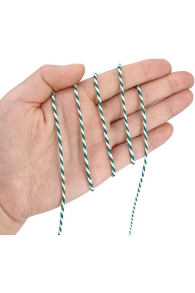 Dekals 10 Metre Yeşil-Beyaz Ambalaj Hediye Süsleme İpi Marteniçka Bileklik Pa...