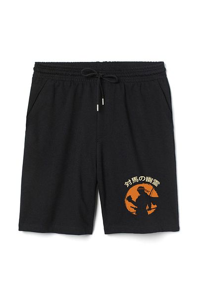 Tshirthane Ghost Of Tsushima The Island Ιαπωνικό ανδρικό μαύρο σορτς