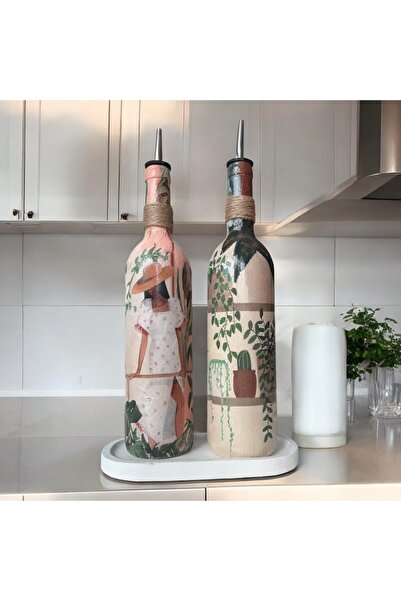 Mes Reves Women's and Cactus Patterned Black Oil Pot Sauce Bowl Set - Home and Kitchen Decor