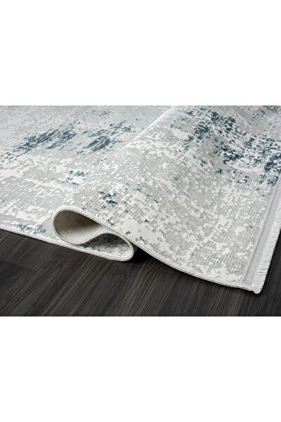 Karmen Halı Zenith Zn008a Gri Halı Lacivert Detaylı Modern Yumuşak Kadife Inc...