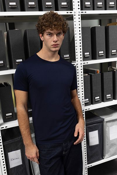 GIESTO Μπλουζάκι Navy Blue Basic Slim Fit
